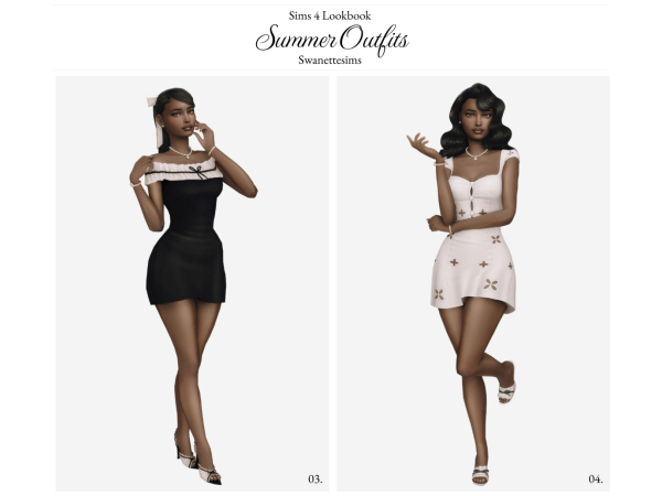 Maxis Match Summer Outfits Ft Emilie Dorsey by swanettesims - The Sims 4 Custom Content