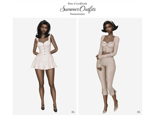 Maxis Match Summer Outfits Ft Emilie Dorsey by swanettesims - The Sims 4 Custom Content