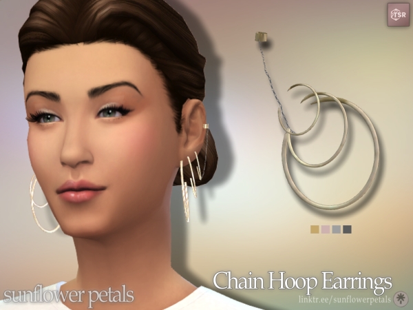 Mix Chain Hoop Earrings - The Sims 4 Custom Content