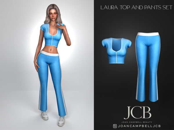 Alpha LAURA TOP AND PANTS SET by Joan_Campbell_Beauty_ - The Sims 4 Custom Content