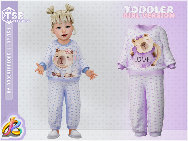 Alpha Toddler Girl SET Capybara Pajamas by RobertaPLobo - The Sims 4 Custom Content