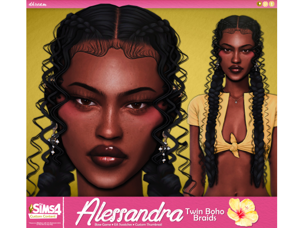 Maxis Match Alessandra Hair by dhream - The Sims 4 Custom Content