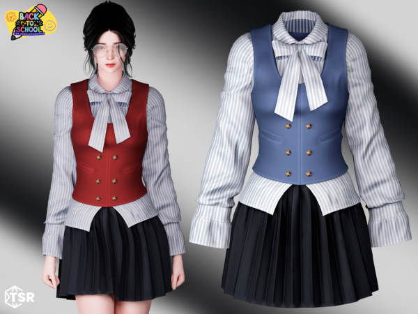 Alpha [Back to School] Mabel Cute student uniform by Garfiel - The Sims 4 Custom Content