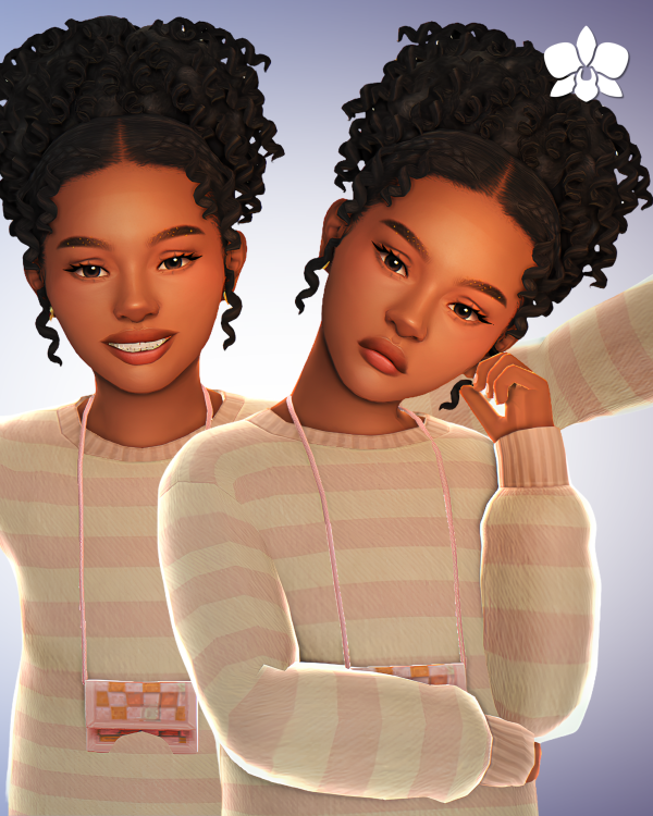 Maxis Match kaliyah curly puff by simsfinds - The Sims 4 Custom Content