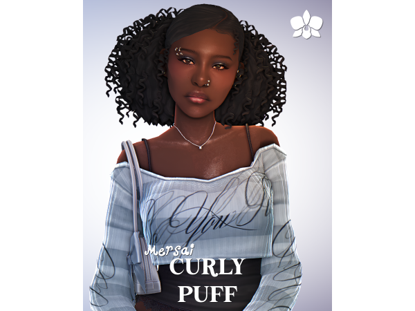 Maxis Match mersai curly puff by orchiona_ - The Sims 4 Custom Content