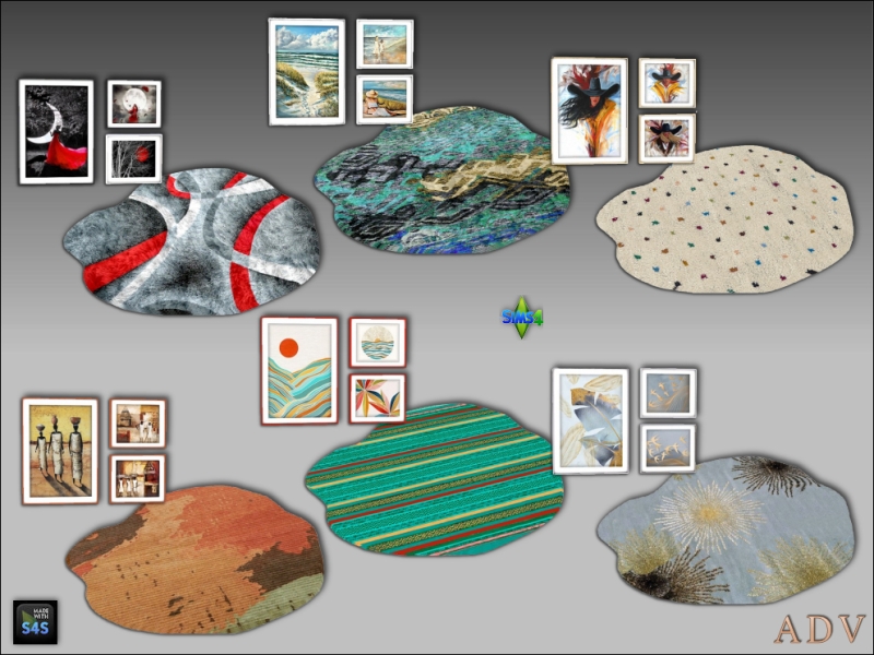 Alpha Paintings and rug by artedellavita_mabra - The Sims 4 Custom Content