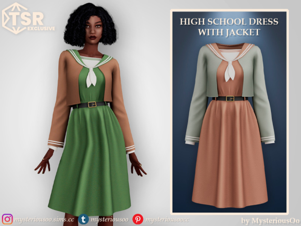 Alpha High school dress with jacket by MysteriousOo - The Sims 4 Custom Content