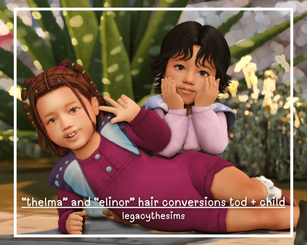 Maxis Match Iko Thelma and Elinor Hair Conversions for Toddlers and Children by simsfinds - The Sims 4 Custom Content