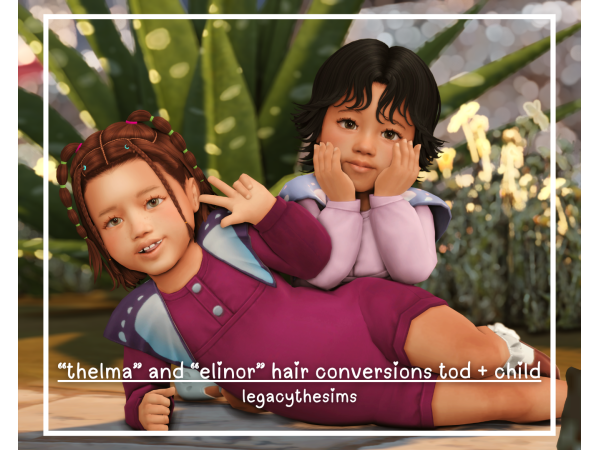 Maxis Match Iko Thelma and Elinor Hair Conversions for Toddlers and Children by legacythesims - The Sims 4 Custom Content