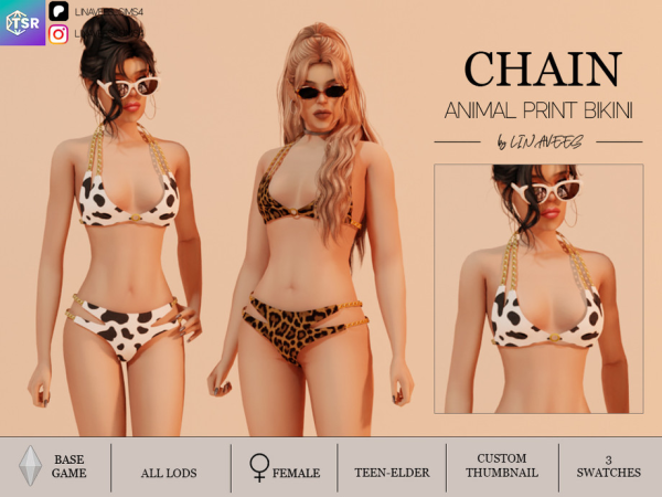 Alpha CHAIN ANIMAL BIKINI TOP by linavees - The Sims 4 Custom Content