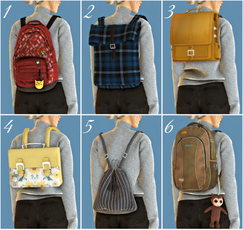 Mix Backpacks n by simsfinds - The Sims 4 Custom Content