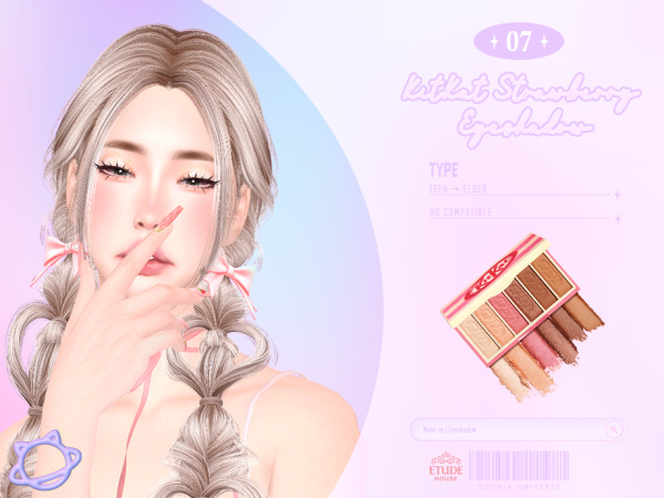 Mix YuumiaUniverse Etude House KitKat Strawberry Eyeshadow - The Sims 4 Custom Content