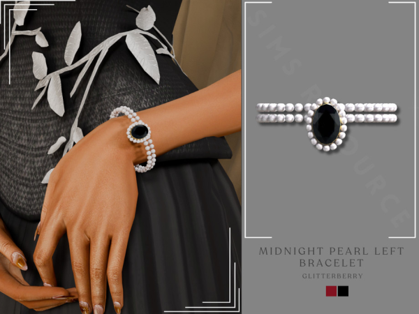 Alpha Patreon Midnight Pearl Left Bracelet by Glitterberryfly - The Sims 4 Custom Content