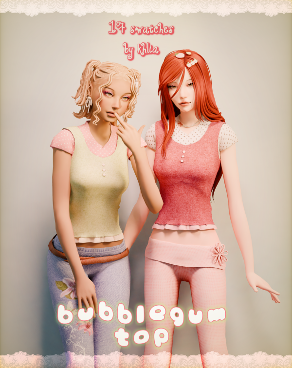 Mix bubblegum top by simsfinds - The Sims 4 Custom Content