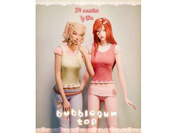 Mix bubblegum top by khlia - The Sims 4 Custom Content
