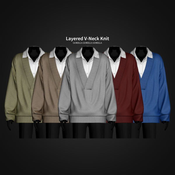 Alpha Layered V Neck Knit by simsfinds - The Sims 4 Custom Content