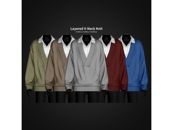 Alpha Layered V Neck Knit by gorillax3 - The Sims 4 Custom Content