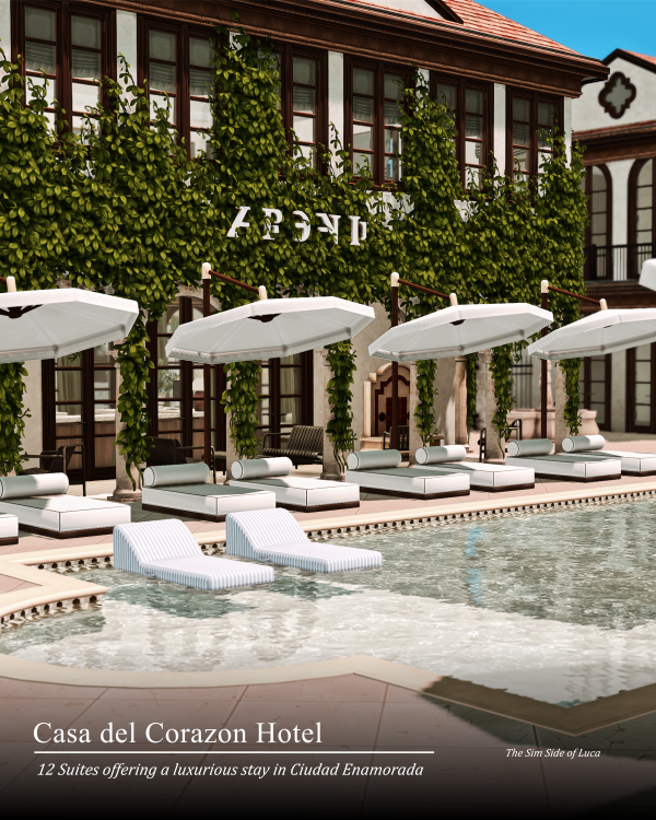 Maxis Match Casa del Corazon Hotel Ciudad Enamorada by simsfinds - The Sims 4 Custom Content