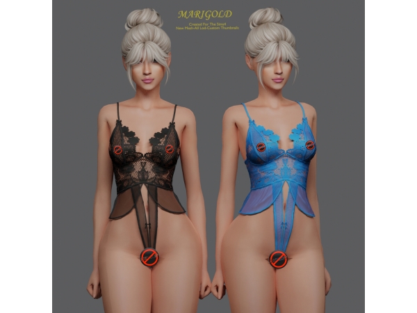 Alpha MARIGOLD TS4_LACE CORSET BODYSUIT - The Sims 4 Custom Content