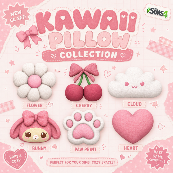 Mix Kawaii Pillow Collection by simsfinds - The Sims 4 Custom Content