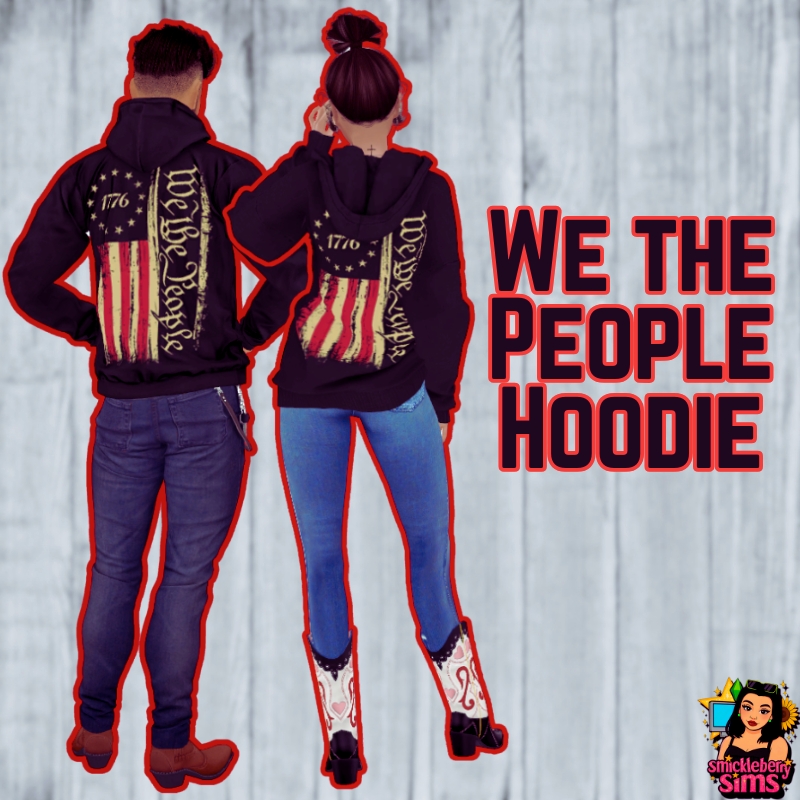 Alpha We The People Hoodie by smickleberrysims - The Sims 4 Custom Content