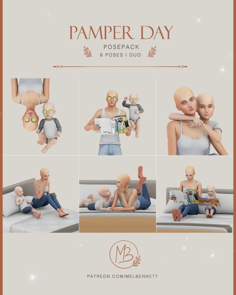 Mix Pamper Day Posepack by melbennett - The Sims 4 Custom Content