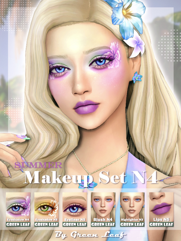 Maxis Match [Greenleaf]Summer Makeup Set N4 by simsfinds - The Sims 4 Custom Content
