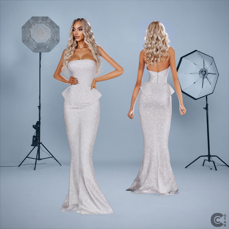 Alpha Crystal Sequin Peplum Mermaid Gown by cool_content_star - The Sims 4 Custom Content