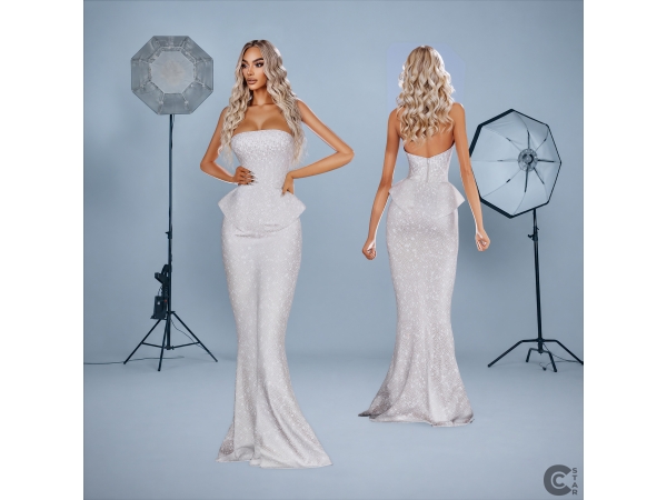Alpha Crystal Sequin Peplum Mermaid Gown - The Sims 4 Custom Content