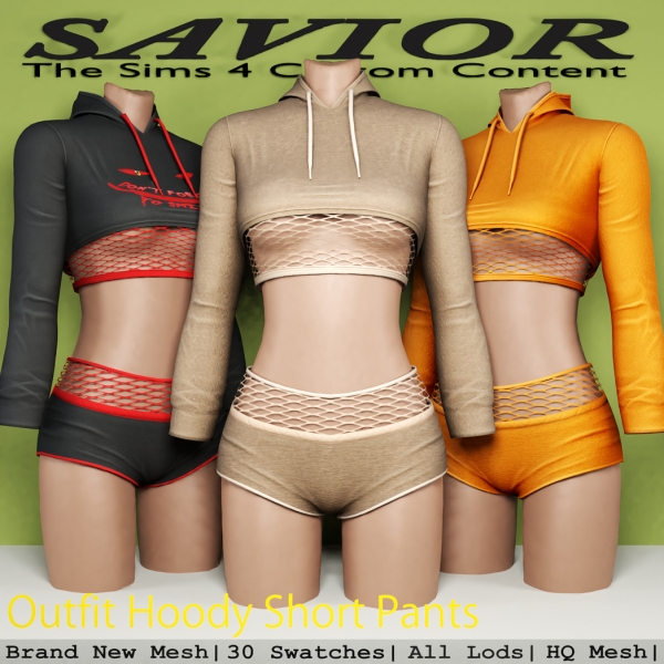 Alpha Svr_Hoody Short Panst by saviorts4 - The Sims 4 Custom Content