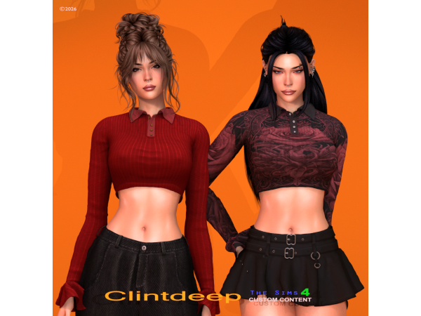 Alpha Clintdeep Amle Polo Collar Long Sleeve - The Sims 4 Custom Content
