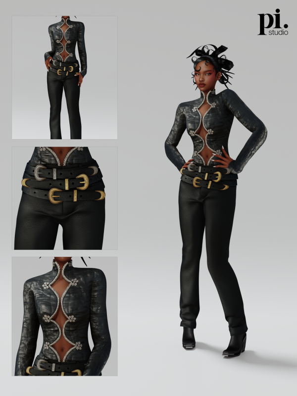 Alpha FKA Twigs's Schiaparelli Top Pants (Patreon) by admpietros - The Sims 4 Custom Content