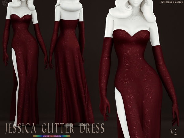 Mix Jessica Glitter Dress v2 Bluerose x Daylife by bluerose-sims - The Sims 4 Custom Content