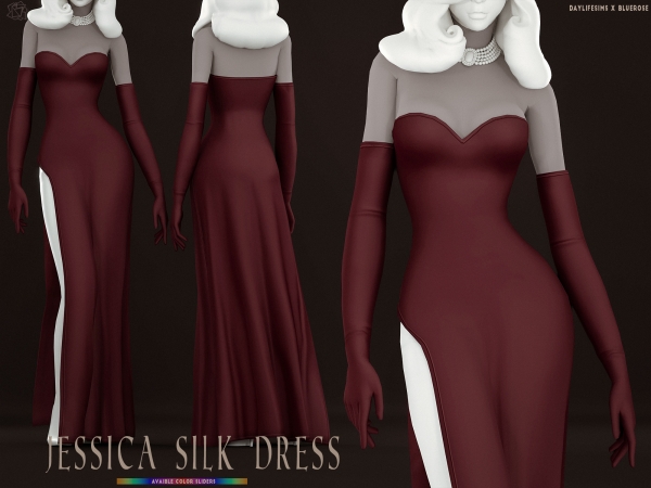 Mix Jessica Silk Dress Bluerose x Daylife by bluerose-sims - The Sims 4 Custom Content