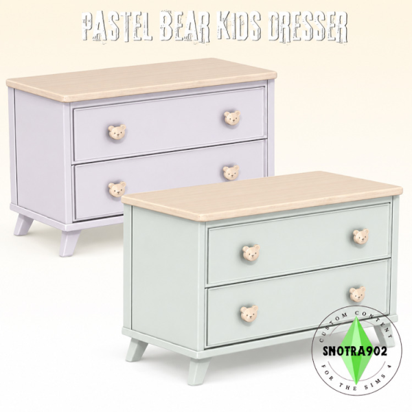Maxis Match Pastel Bear Kids Dresser by simsfinds - The Sims 4 Custom Content