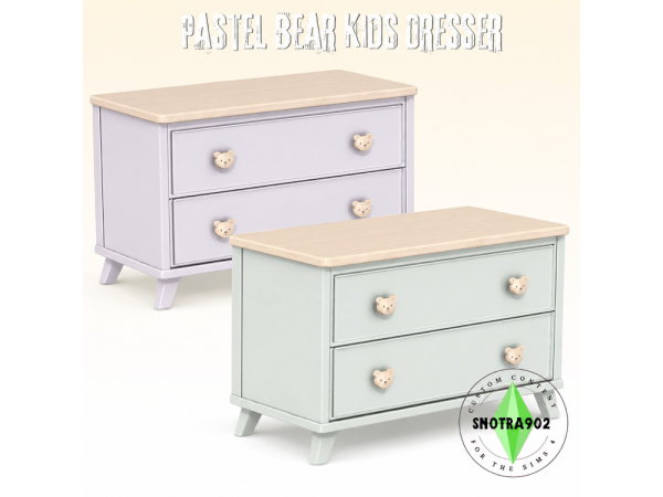 Maxis Match Pastel Bear Kids Dresser by Snotra902 - The Sims 4 Custom Content