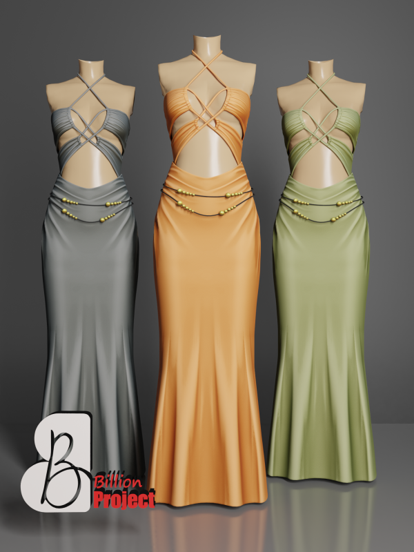 Alpha BillionProject Mariska Long dress by billion_project666 - The Sims 4 Custom Content