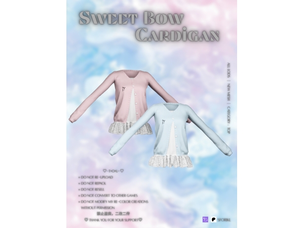 Maxis Match u3010Sforiklu3011Sweet Bow Cardigan - The Sims 4 Custom Content