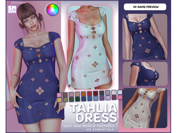 Alpha PEACH Tahlia Dress by SMSims - The Sims 4 Custom Content