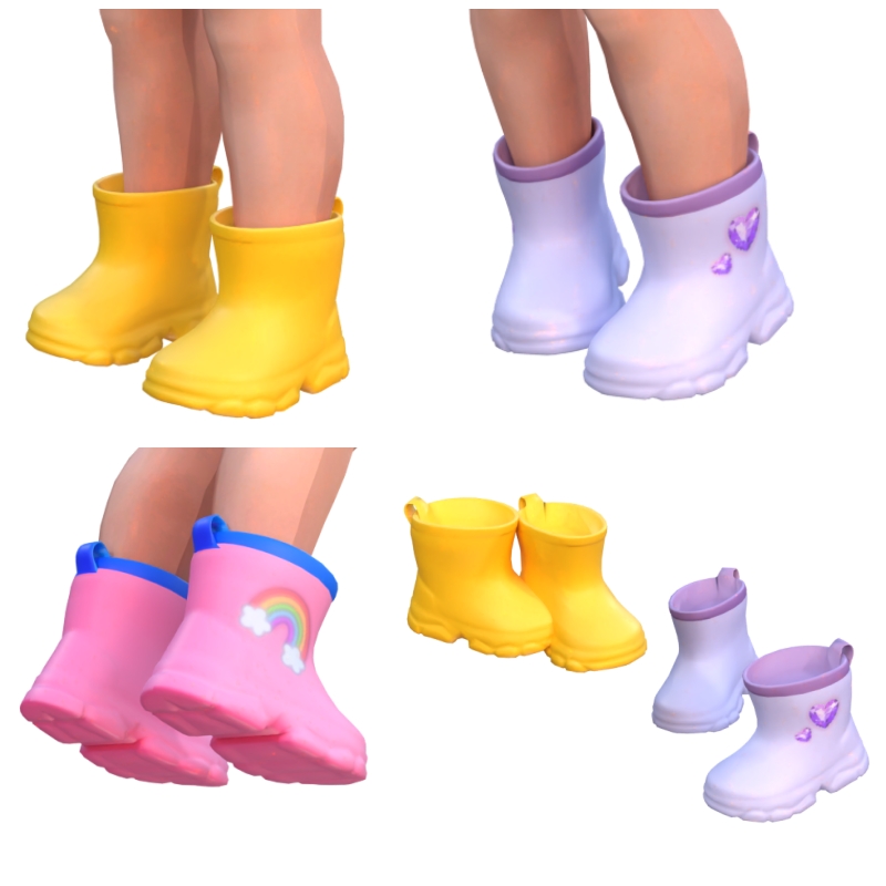 Maxis Match Toddlers Simple Rainbow Rain Boots by lunoluma - The Sims 4 Custom Content