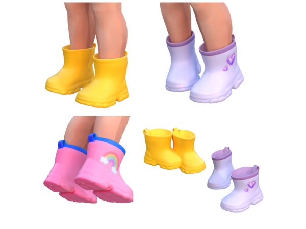 Maxis Match Toddlers Simple Rainbow Rain Boots - The Sims 4 Custom Content