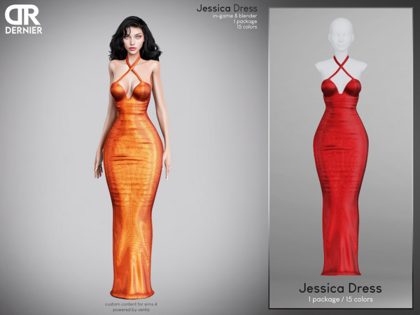 Alpha DERNIER Jessica Gown by VentaStudio - The Sims 4 Custom Content