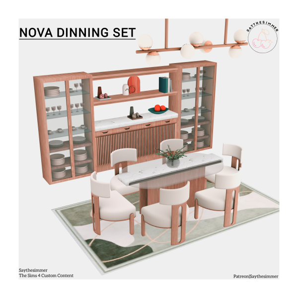 Maxis Match NOVA Dining Set by simsfinds - The Sims 4 Custom Content