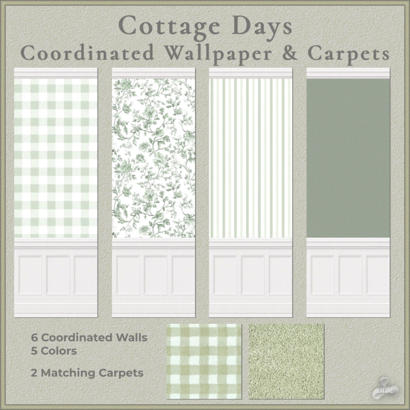 Maxis Match Cottage Days Coordinated Wallpapers Carpets by mde - The Sims 4 Custom Content