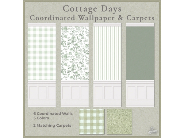 Maxis Match Cottage Days Coordinated Wallpapers Carpets - The Sims 4 Custom Content