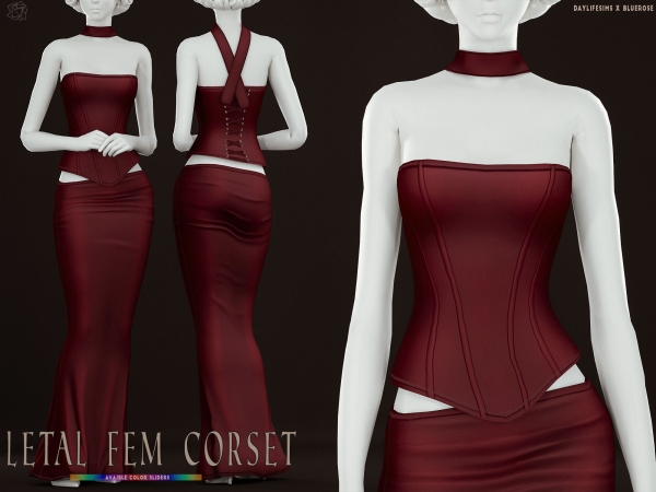Mix Letal Fem Corset Bluerose x Daylife - The Sims 4 Custom Content