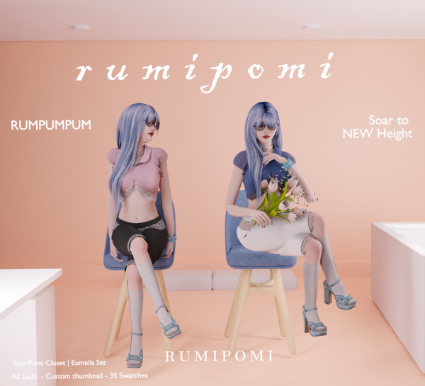 Alpha Rumpumpum_Eumelia Outfit Set by rumi_pomi - The Sims 4 Custom Content