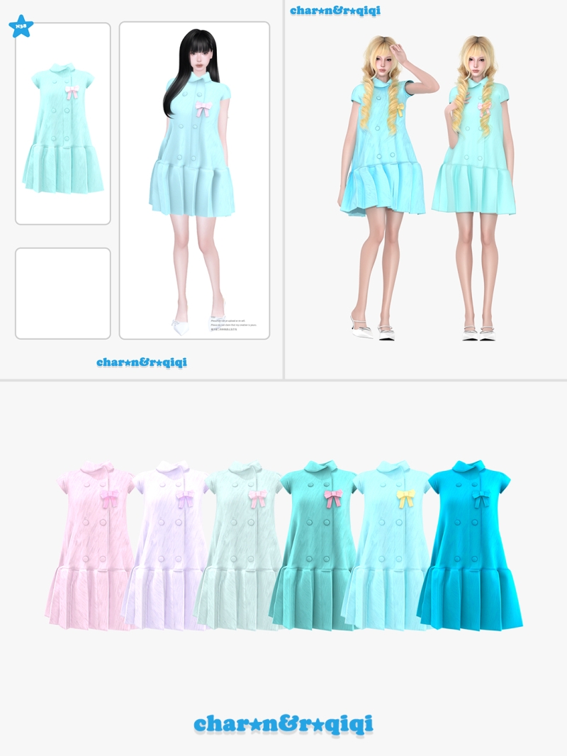 Mix [charonroqiqi]N38_dress by roqiqi - The Sims 4 Custom Content