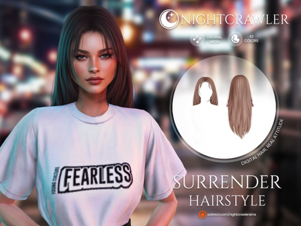 Alpha Nightcrawler Surrender Hair STYLE A by Nightcrawler_Sims - The Sims 4 Custom Content