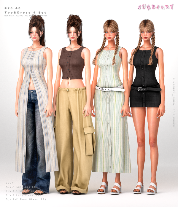 Alpha [SUNBERRY]2641_TopDress 4 Set by simsfinds - The Sims 4 Custom Content